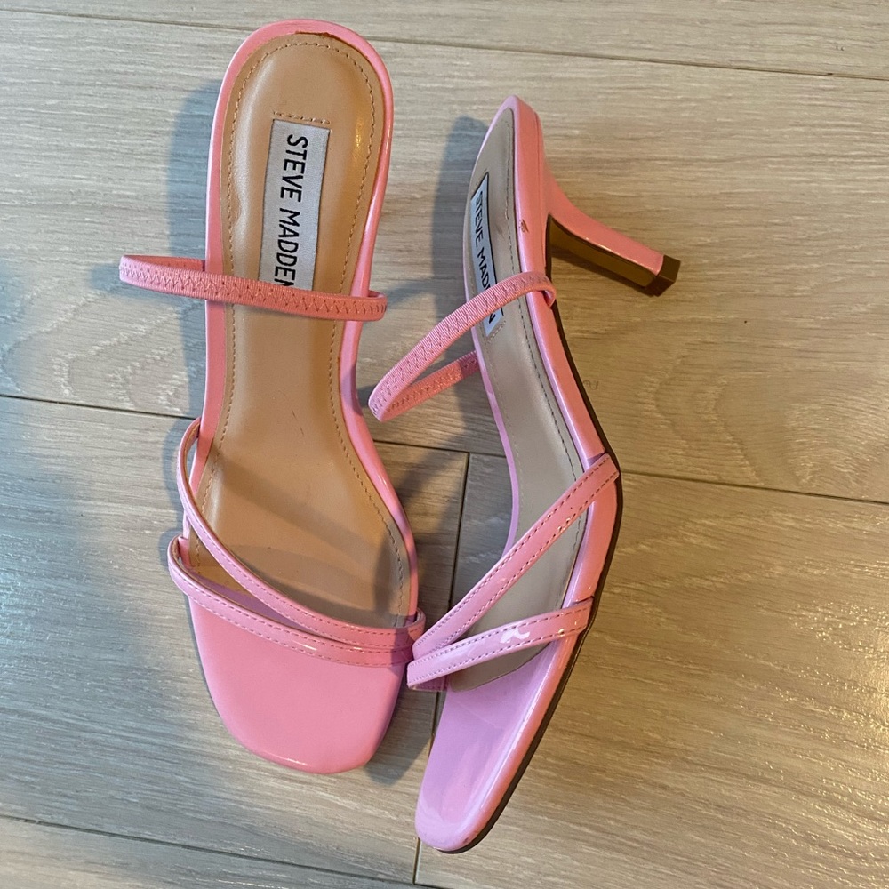 Steve Madden Pink Strappy Heeled Sandals - Picture 2 of 5